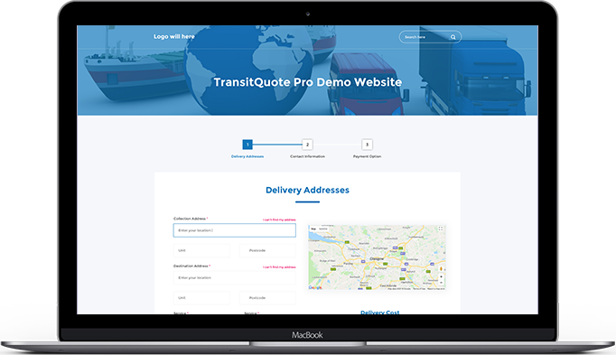 Online quote and booking system for couriers, freight or delivery companies.