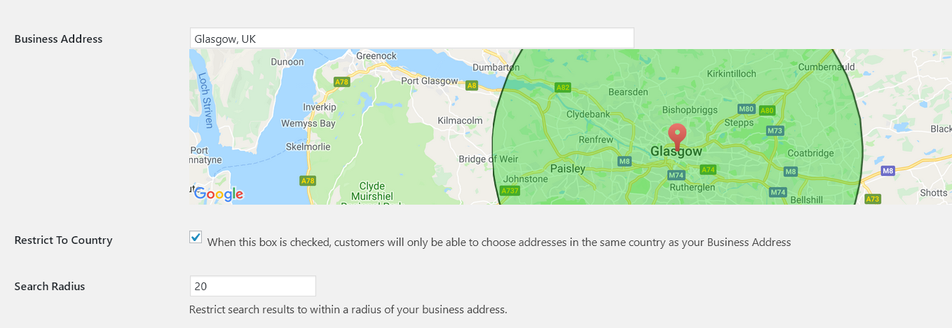 TransitQuote Delivery Calculator Business Area Restrictions