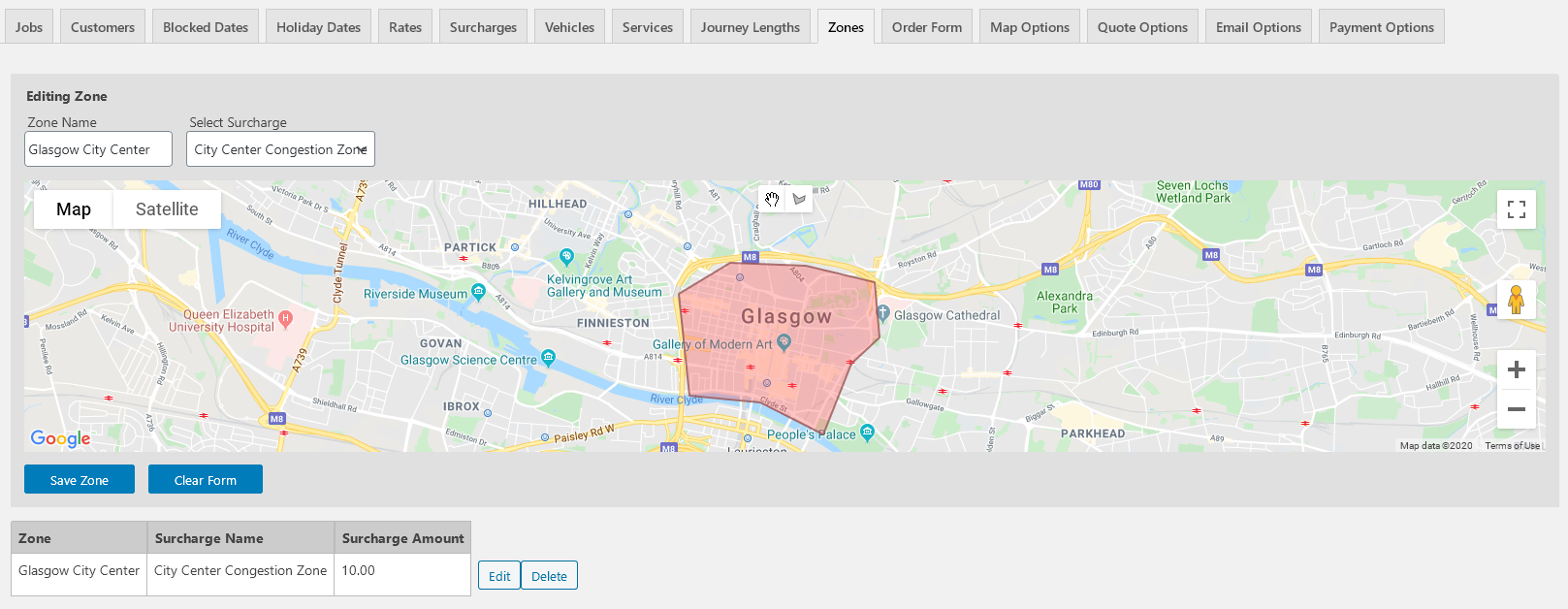 Surcharge Zones WordPress Courier Transporation Plugin