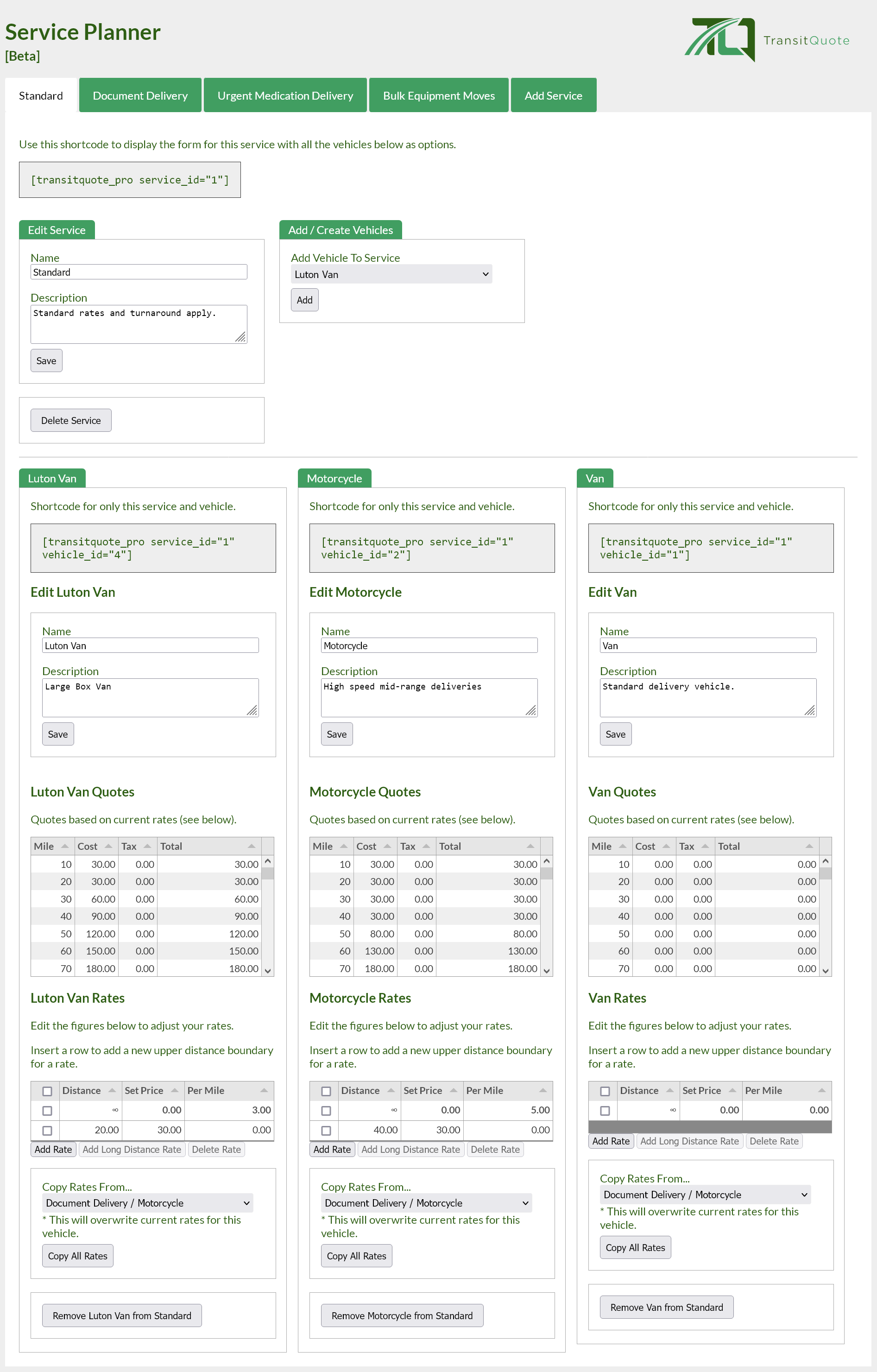 Courier Service Planner for WordPress